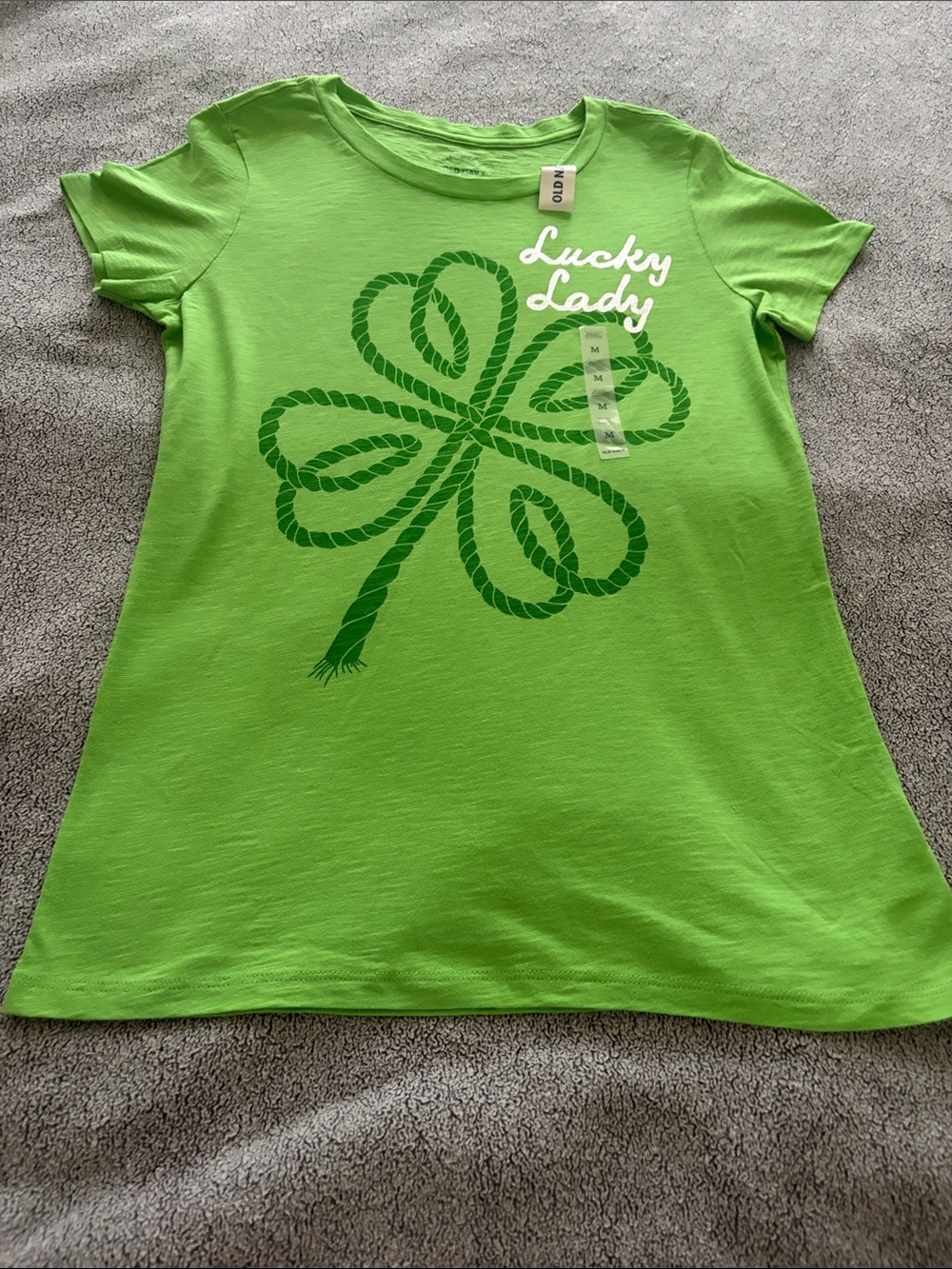 Old Navy Green Tee with Shamrock Graphic
